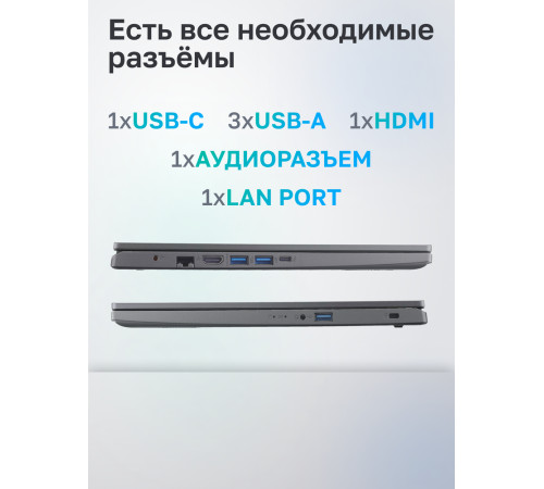 Ноутбук Acer Aspire 5 A515-57-50YA Intel Core i5-12450H/8Gb/SSD512Gb/15.6"/IPS/FHD/60Hz/NoOS/Iron (NX.KN3CD.00L)