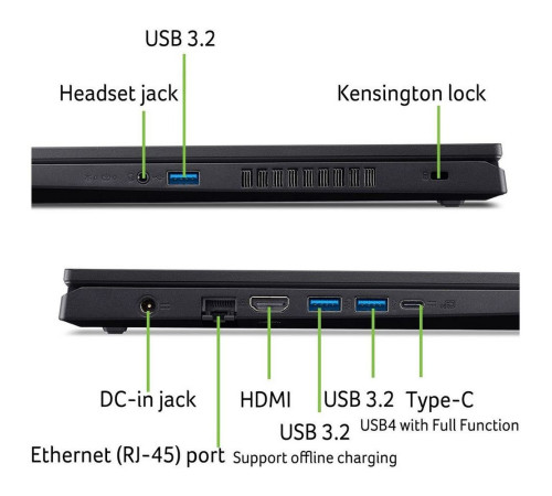 Ноутбук Acer Nitro V 15 ANV15-41-R0Y0 AMD Ryzen 5 6600H/16Gb/SSD512Gb/RTX2050 4Gb/15.6"/IPS/FHD/165Hz/NoOS/Black (NH.QSJCD.00B)