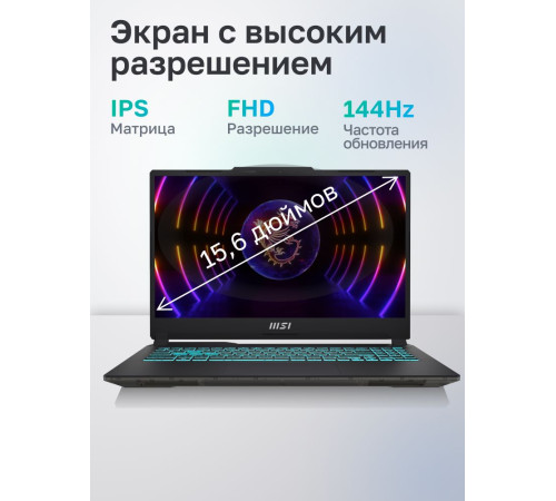 Ноутбук MSI Cyborg 15 A13VF-1223XRU Intel Core i5-13420H/16Gb/SSD512Gb/RTX 4060 8Gb/15.6"/IPS/FHD/144Hz/NoOS/black (9S7-15K111-1223)