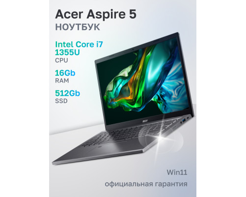 Ноутбук Acer Aspire 5 A514-56M-78BZ Intel Core i7-1355U/16Gb/SSD512Gb/14"/IPS/FHD+/60Hz/Win11/Iron (NX.KH7CD.006) Ноутбук Acer Aspire 5 A514-56M-78BZ Intel Core i7-1355U/16Gb/SSD512Gb/14"/IPS/FHD+/60Hz/Win11/Iron (NX.KH7CD.006)