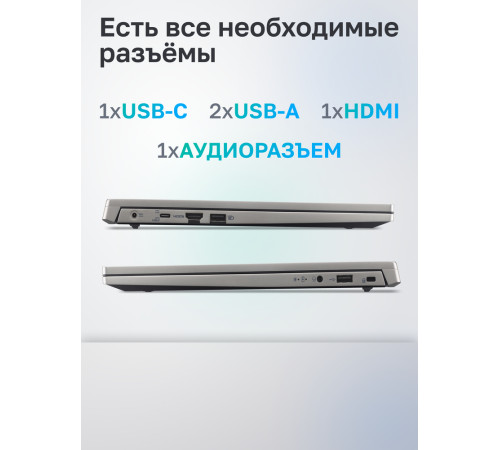 Ноутбук Acer Aspire Lite AL15-33P-C7Z4 Intel Processor N150/8Gb/SSD512Gb/15.6"/IPS/FHD/60Hz/NoOS/Iron (NX.D2FCD.002)