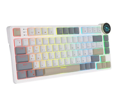 Клавиатура беспроводная игровая Royal Kludge RK N80, бежевый/коричневый/серый