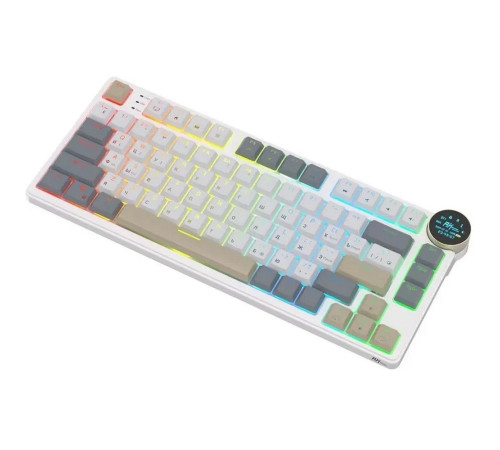 Клавиатура беспроводная игровая Royal Kludge RK N80, бежевый/коричневый/серый