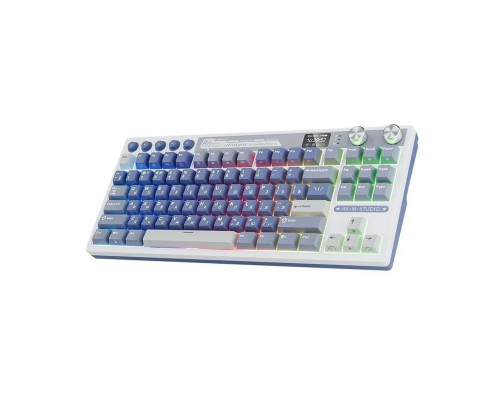 Клавиатура беспроводная игровая Royal Kludge RK M87, белый/голубой