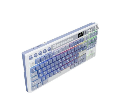 Клавиатура беспроводная игровая Royal Kludge RK M87, белый/голубой
