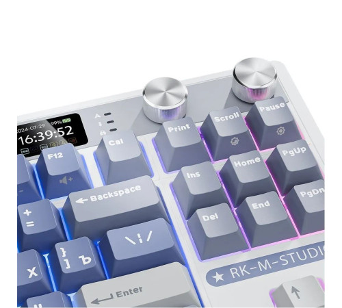 Клавиатура беспроводная игровая Royal Kludge RK M87, белый/голубой