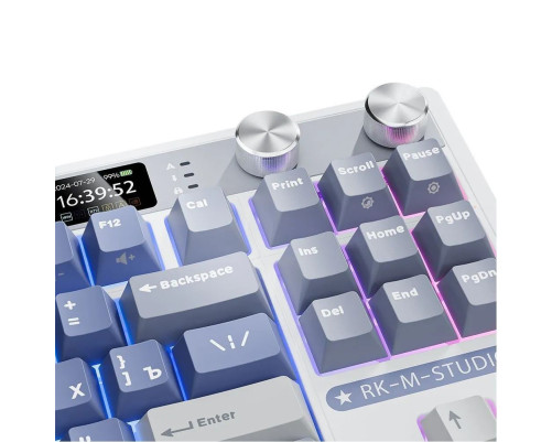Клавиатура беспроводная игровая Royal Kludge RK M87, белый/голубой