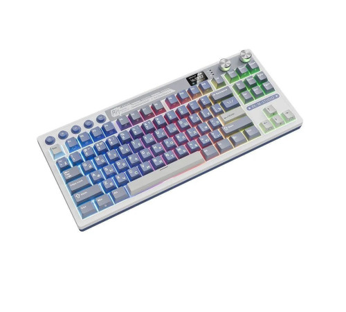 Клавиатура беспроводная игровая Royal Kludge RK M87, белый/голубой