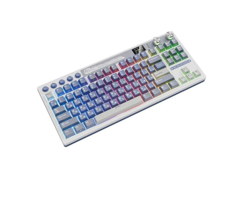 Клавиатура беспроводная игровая Royal Kludge RK M87, белый/голубой
