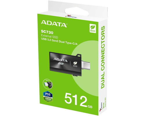 Внешний накопитель SSD 512GB ADATA SC730, USB 3.1, черный Внешний накопитель SSD 512GB ADATA SC730, USB 3.1, черный