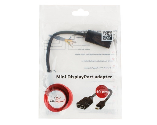 Переходник Cablexpert miniDisplayPort - DisplayPort Cablexpert, 20M/20F, 0.16 м, черный Переходник Cablexpert miniDisplayPort - DisplayPort Cablexpert, 20M/20F, 0.16 м, черный