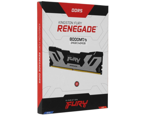 Модуль оперативной памяти Kingston 24GB FURY Renegade Silver DDR5 8000Mhz On-Die ECC UDIMM (Single Module) CL38-48-48 1.4V Модуль оперативной памяти Kingston 24GB FURY Renegade Silver DDR5 8000Mhz On-Die ECC UDIMM (Single Module) CL38-48-48 1.4V