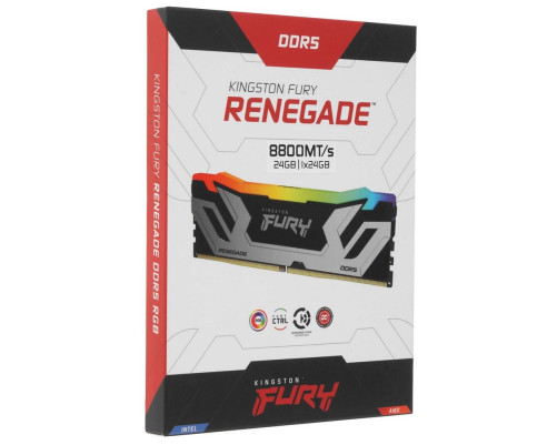 Модуль оперативной памяти Kingston 24GB FURY Renegade Silver RGB DDR5 8800Mhz On-Die ECC CUDIMM CL42 Модуль оперативной памяти Kingston 24GB FURY Renegade Silver RGB DDR5 8800Mhz On-Die ECC CUDIMM CL42