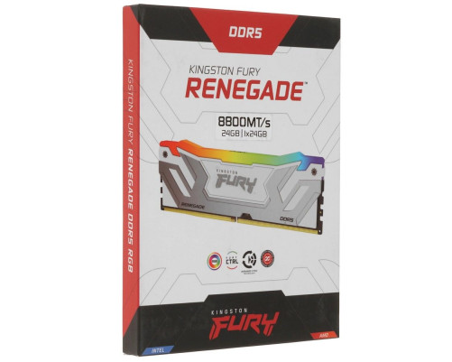 Модуль оперативной памяти Kingston 24GB FURY Renegade White RGB DDR5 8800Mhz CUDIMM CL42 Модуль оперативной памяти Kingston 24GB FURY Renegade White RGB DDR5 8800Mhz CUDIMM CL42