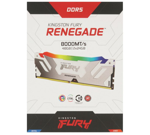Модуль оперативной памяти Kingston 48GB FURY Renegade White RGB DDR5 8000Mhz DIMM (Kit 2*24gb) CL38