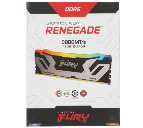 Модуль оперативной памяти Kingston 48GB FURY Renegade Silver RGB DDR5 8800Mhz On-Die ECC CUDIMM CL42 kit 2*24gb