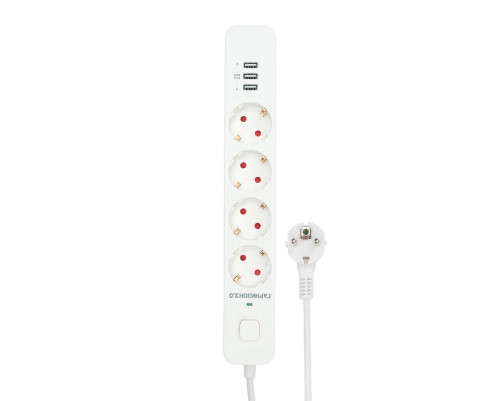 Сетевой фильтр Гарнизон EPS-4-U3-W-2, 4 розетки, 3 USB-A 5В, 2 м, белый Сетевой фильтр Гарнизон EPS-4-U3-W-2, 4 розетки, 3 USB-A 5В, 2 м, белый