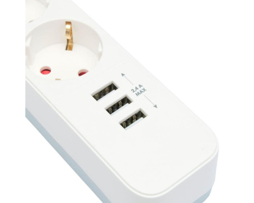 Сетевой фильтр Гарнизон EPS-4-U3-W-2, 4 розетки, 3 USB-A 5В, 2 м, белый Сетевой фильтр Гарнизон EPS-4-U3-W-2, 4 розетки, 3 USB-A 5В, 2 м, белый