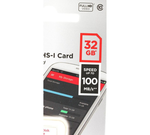 Карта памяти microSDHC 32GB SanDisk Ultra SDSQUNR-032G-GN3MN/GN6MN Class 10 UHS I
