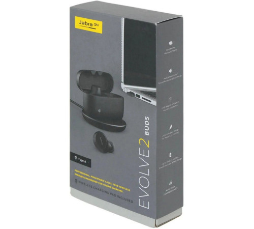 Гарнитура беспроводная Jabra Evolve2 Buds, USB-A MS, черный