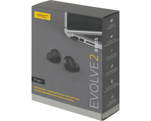 Гарнитура беспроводная Jabra Evolve2 Buds, USB-A MS, черный Гарнитура беспроводная Jabra Evolve2 Buds, USB-A MS, черный