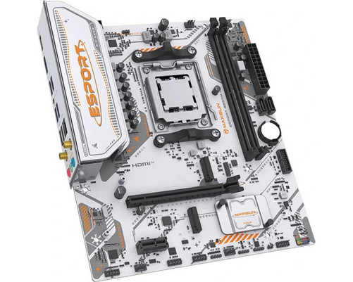 Материнская плата Maxsun MS-eSport B850M WIFI ICE B850, AM5, 2*DDR5, 1*PCIEx16, 1*PCIEx1, 2*M.2, 6*USB3.2Gen1, 4*USB2.0, 2*SATA3.0, 1G, DP, HDMI, M-ATX, RTL Материнская плата Maxsun MS-eSport B850M WIFI ICE B850, AM5, 2*DDR5, 1*PCIEx16, 1*PCIEx1, 2*M.2, 6*USB3.2Gen1, 4*USB2.0, 2*SATA3.0, 1G, DP, HDMI, M-ATX, RTL