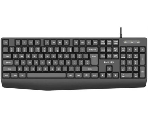 Клавиатура проводная Philips SPK6237, USB 2.0, 104 клавиши, русская заводская раскладка, чёрный Клавиатура проводная Philips SPK6237, USB 2.0, 104 клавиши, русская заводская раскладка, чёрный