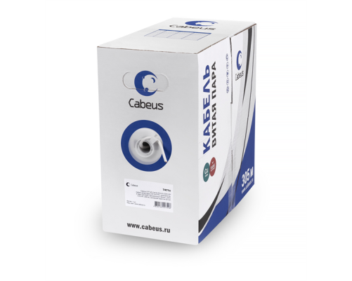 кКабель витая пара Cabeus U/UTP, неэкранированный, cat.6, 4 pair, 23 AWG, LSZH, 305 м, серый кКабель витая пара Cabeus U/UTP, неэкранированный, cat.6, 4 pair, 23 AWG, LSZH, 305 м, серый