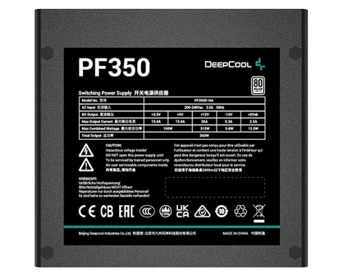 Блок питания 350 Вт Deepcool PF350 80+ (ATX 2.4, PWM 120mm fan, 80 PLUS, Active PFC) RET