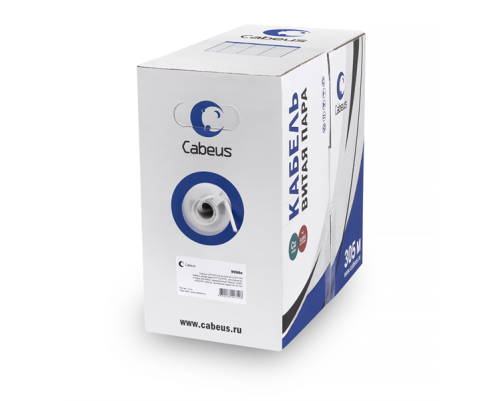 Кабель витая пара Cabeus U/UTP, неэкранированный, cat.5, 4 pair, 24 AWG, LSZH, 305 м, серый Кабель витая пара Cabeus U/UTP, неэкранированный, cat.5, 4 pair, 24 AWG, LSZH, 305 м, серый