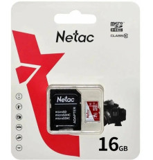 Карта памяти Netac P500 ECO 16GB MicroSDHC C10 up to 80MB/s, retail pack with SD Adapter