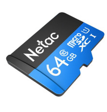 Карта памяти Netac P500 Standard 64GB MicroSDXC U1/C10 up to 90MB/s, retail pack card only