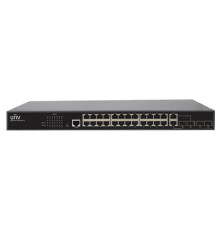 Коммутатор Uniview NSW5110-24GT4GP-IN, 24*1000Mbps ports (RJ45)+2*1000Mbps Fiber(SFP) ports+2G Combo portsStandards IEEE802.3, IEEE802.3u, IEEE802.3z,IEEE802.3ab, IEEE802.3xSwitching capacity 56GbpsForwarding performance