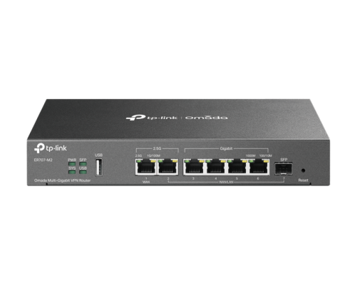 Маршрутизатор TP-Link ER707-M2 VPN,1 x RJ45 WAN 2,5 Гбит/с, 1 x RJ45 WAN/LAN 2,5 Гбит/с, 1 x SFP WAN/LAN, 4 гиг. порта RJ45 WAN/LAN, 1 порт USB 2.0