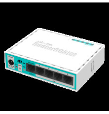 Маршрутизатор MikroTik hEX lite with 850MHz CPU, 64MB RAM, 5 LAN ports, RouterOS L4, plastic case, PSU