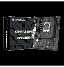 Материнская плата MAXSUN MS-Challenger B760M-N D5, LGA1700, B760, 2*DDR5, 3*SATA3, 2*M.2, 2*USB 3.2, 4*USB 2.0, 1*PCIEx16, 1*PCIEx4, VGA+HDMI,  mATX