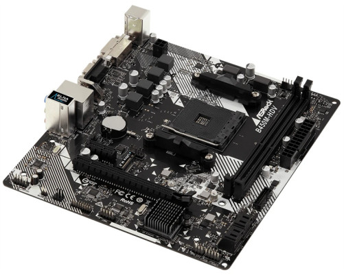 Материнская плата ASROCK B450M-HDV R4.0, AM4, B450, 2*DDR4, 4*SATA, 1*M.2, 4*USB 3.1, 2*USB 2.0, 3*PCIx16, 1*PCIx1, D-Sub+HDMI+DVI-D, mATX