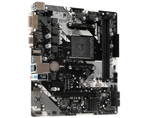 Материнская плата ASROCK B450M-HDV R4.0, AM4, B450, 2*DDR4, 4*SATA, 1*M.2, 4*USB 3.1, 2*USB 2.0, 3*PCIx16, 1*PCIx1, D-Sub+HDMI+DVI-D, mATX