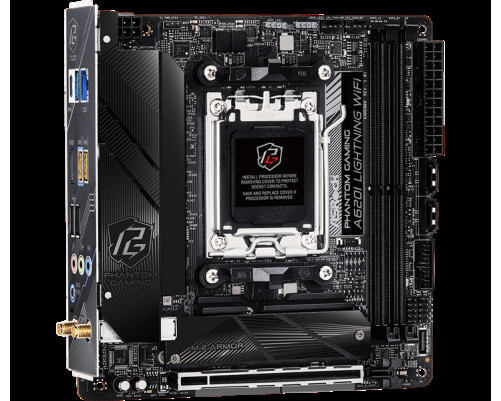 Материнская плата ASROCK A620I LIGHTNING WIFI, AM5, A620, 2*DDR5, 2*SATA, 2*M.2, 3*USB 3.2, 2*USB 2.0, Type-C, 1*PCIx16, 1*M.2 (Key E), HDMI, mITX