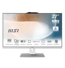 Моноблок MSI Modern AM272P 12M AiO 27" FHD(1920x1080)IPS AG Non-touch, Core i7-1260P(2.1GHz),16GB DDR4 (2x8GB),512GB SSD M.2,Intel UHD,WiFi,BT,camera,WirelessKB&mouse Eng/Rus, NoOS,1y war-ty,White