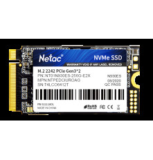 Твердотельный накопитель Netac N930ES 256GB PCIe 3 x2 M.2 2242 NVMe 3D NAND, R/W up to 1650/1260MB/s, IOPS(R4K) 130K/170K, TBW 150TB