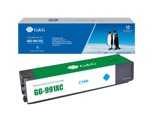 Картридж G&G 991X для HP PageWide Managed, голубой, (16000 стр.) (аналог X4D10AC,M0K06XC,M0J90AE)