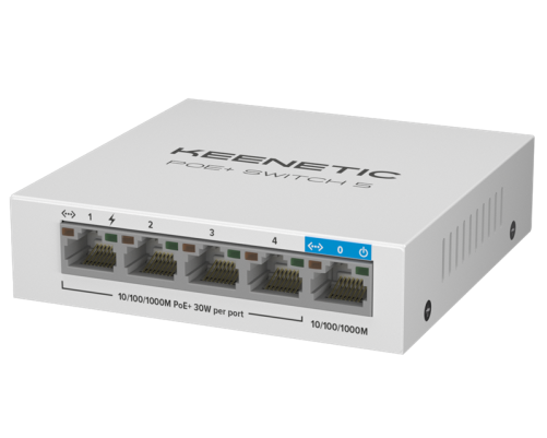 Коммутатор Keenetic PoE+ Switch 5 (KN-4610), (L2) 5x1Гбит/с 4PoE+ 60W