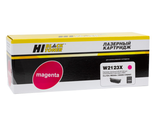 Картридж Hi-Black (HB-W2123X) для HP CLJ Enterprise M554dn/555DN/555x/578f/578DN, пурпурный (10000 стр.) без чипа