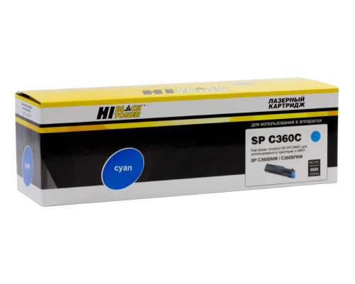 Тонер-картридж Hi-Black (HB-SPC360C) для Ricoh Aficio SPC360DNw/SFNw/SNw/SPC361SFNw, голубой (5000 стр.)