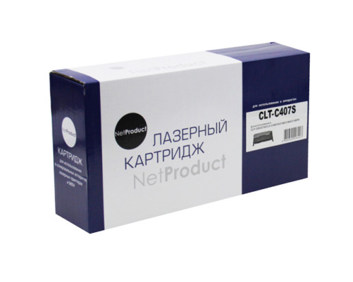 Тонер-картридж NetProduct (N-CLT-C407S) для Samsung CLP-320/320n/325/CLX-3185, голубой (1000 стр.)