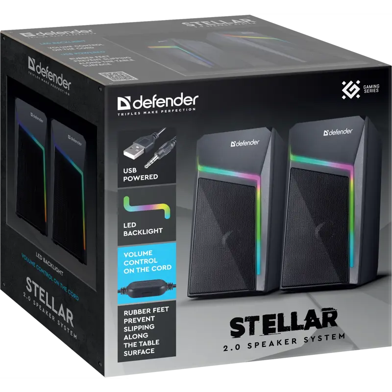 Акустическая система Defender Stellar, 2.0, 6Вт, подсветка, питание от USB