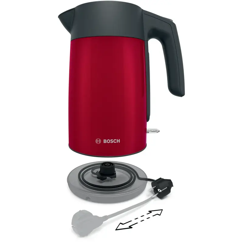 Чайник Bosch TWK7L464, 1.7 л, закрытая спираль, 2400 Вт, красный