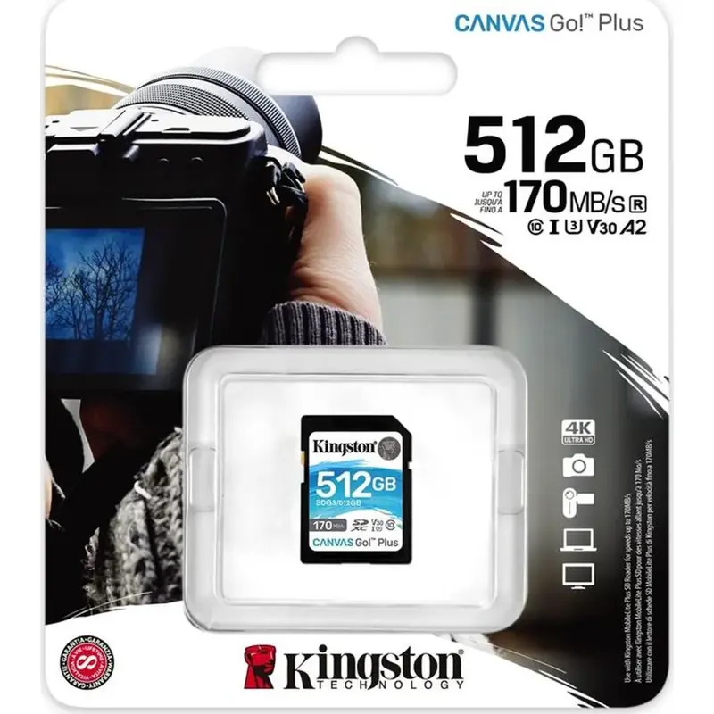 Карта памяти Kingston 512GB SDXC Canvas Go Plus 170R C10 UHS-I U3 V30