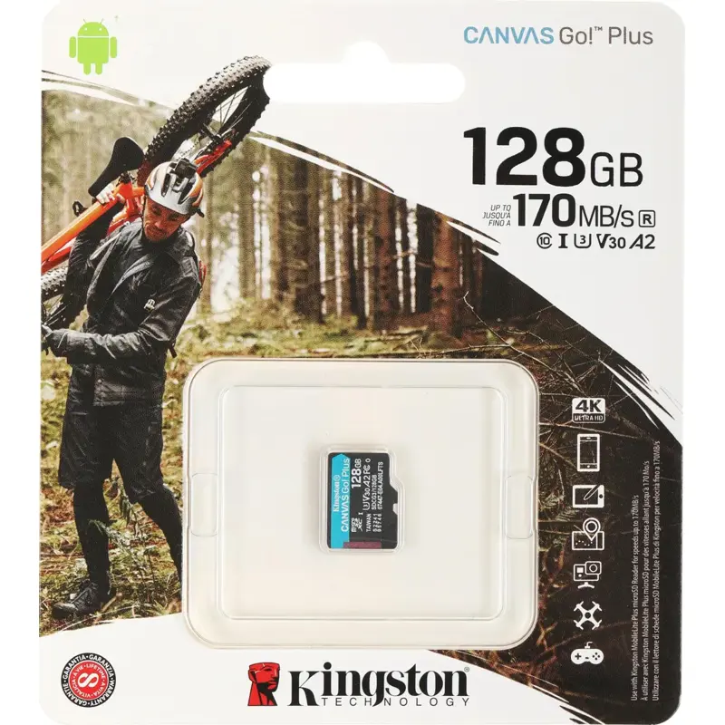 Карта памяти Kingston 128GB microSDXC Canvas Go Plus 170R A2 U3 V30 Card W/O ADP